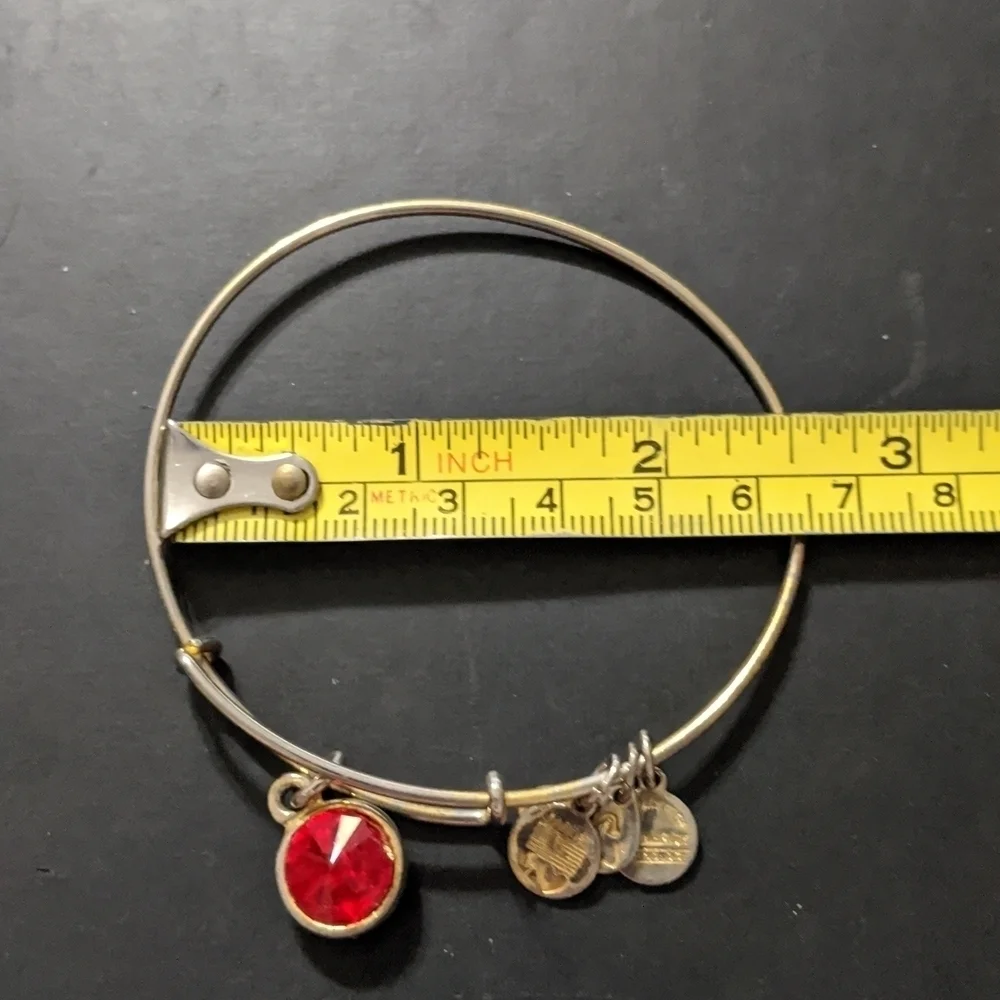 𝅺Alex and Ani Gold Tone Red Rhinestone July Birthstone Ruby Expandable Bracelet